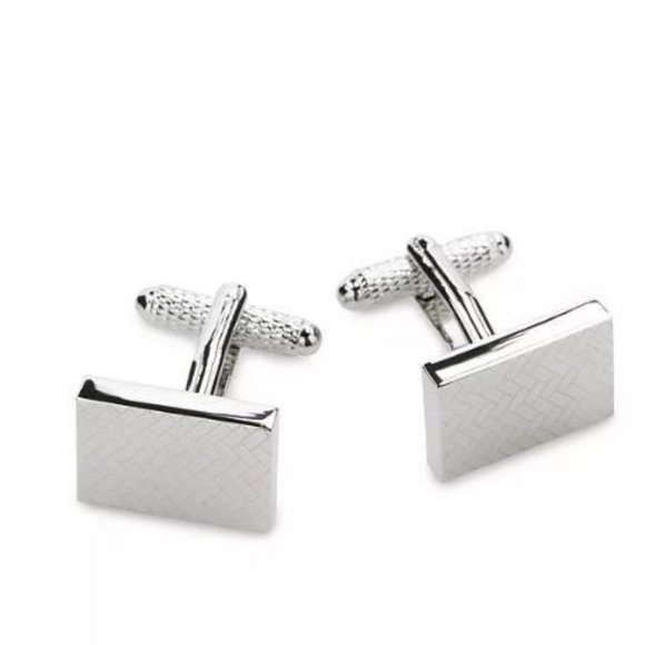 BLOOMINGDALES laser tile rectangular cufflinks mens store cuff links in gift box - Picture 2 of 4